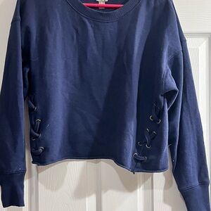 Aerie Navy Lace-Up Sweatshirt